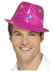 Flitrový klobúk svietiaci, ružový