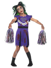 Dievčenský kostým Zombie roztlieskavačky (fialovo-čierny)