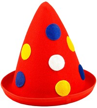 Bodkovaný klaunský klobúk špicatý, červený