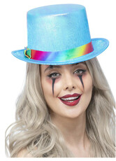 Perleťovo modrý klaunský klobúk