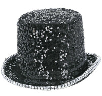 Čierny klobouk Deluxe s flitry