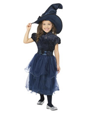 Dievčenský kostým čarodejnica, modrý