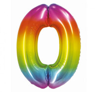 Fóliový balón číslo 0 dúha, 76 cm