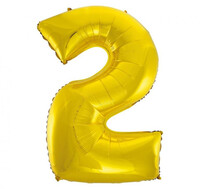 Fóliový balónik číslica 2 zlatý, 92 cm