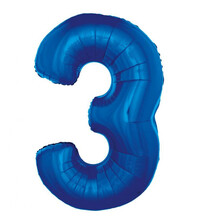 Fóliový balón s číslicou 3 modrý, 92 cm