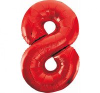Fóliový balón s číslicou 8 červený, 85 cm