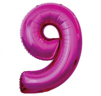 Fóliový balón s číslicou 9 ružový, 92 cm