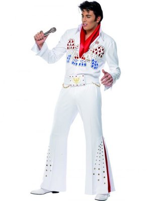 Pánsky kostým Elvis (bielo-červený)