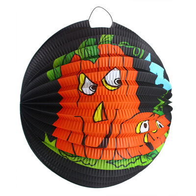 Halloween lampáš tmavý okrúhly - tekvica 25cm