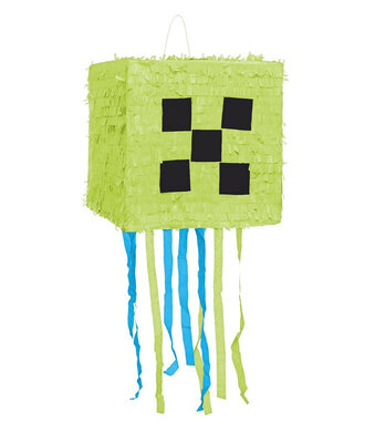 Zelená pixelová minecraft piñata (28x28x28 cm)