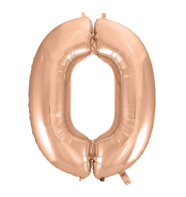 Fóliový balón s číslicou 0 rose gold, 92 cm