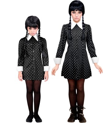 Dievčenské šaty Wednesday Addams s golierom